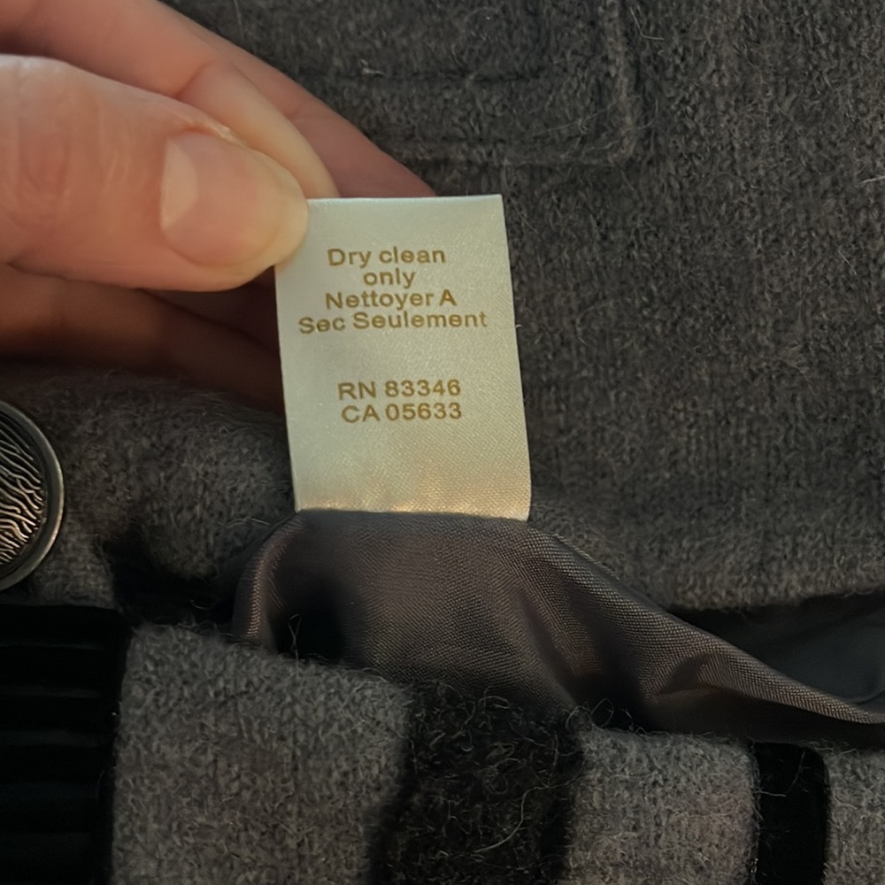 Carson Gray Button Trimmed Boiled Wool Coat - Picture 7 of 7